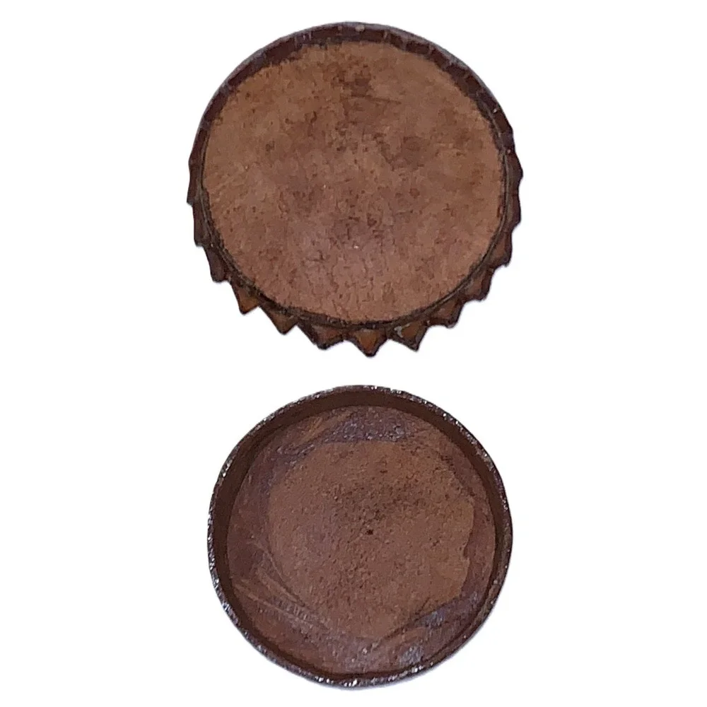 2 Leather Craft Trinket Storage Jewelry Boxes Vintage 1970s Handmade Mexico PAIR